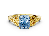 Yellow gold Fancy Blue Radiant  Solitaire Celtic Knot Engagement Ring with Four-Prong Setting_42