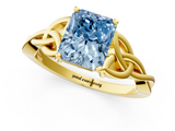 Yellow gold Fancy Blue Radiant  Solitaire Celtic Knot Engagement Ring with Four-Prong Setting_43