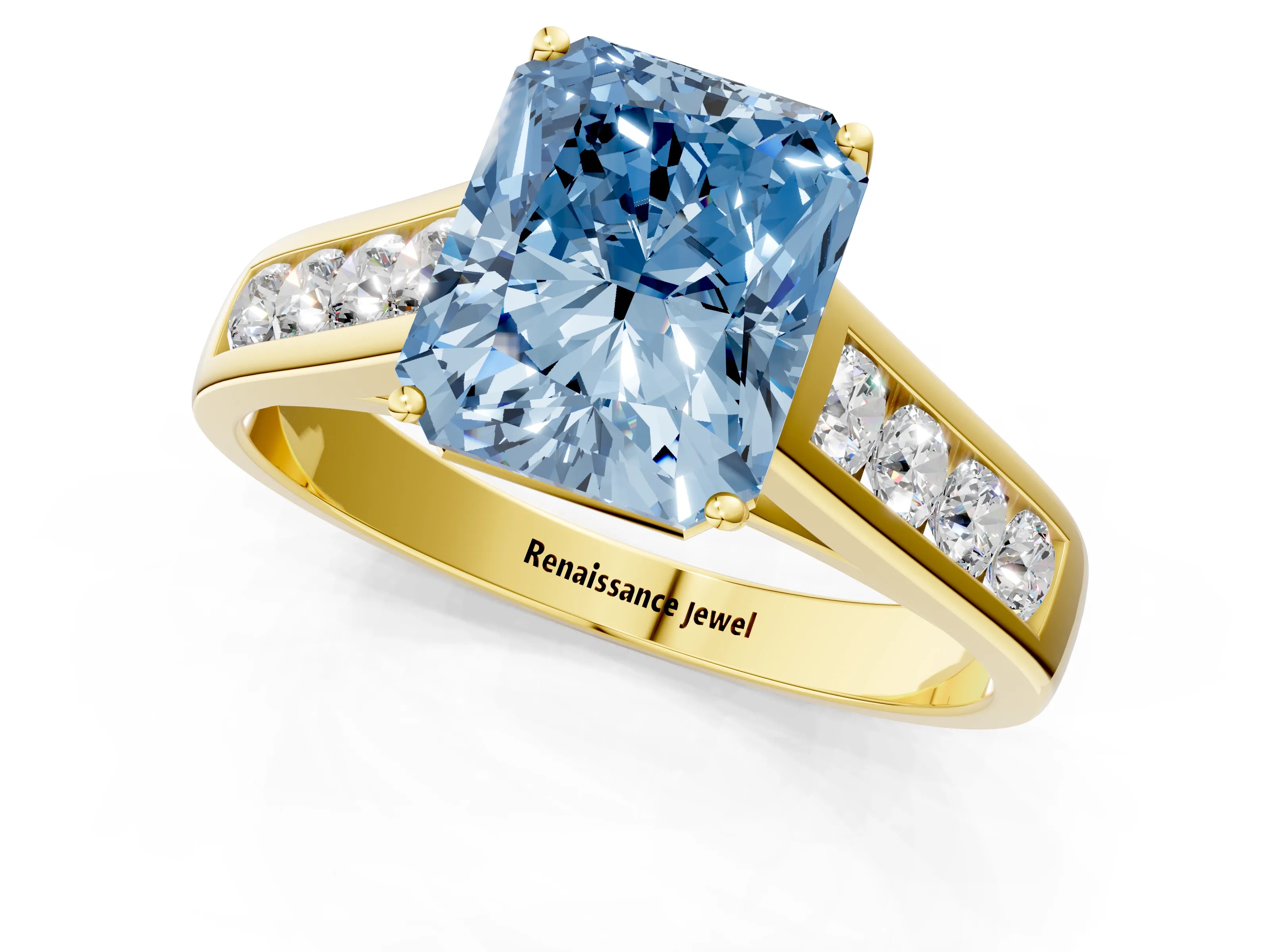 Yellow gold Fancy Blue Radiant  Solitaire Channel-Set Diamond Engagement Ring with Four-Prong Setting_33