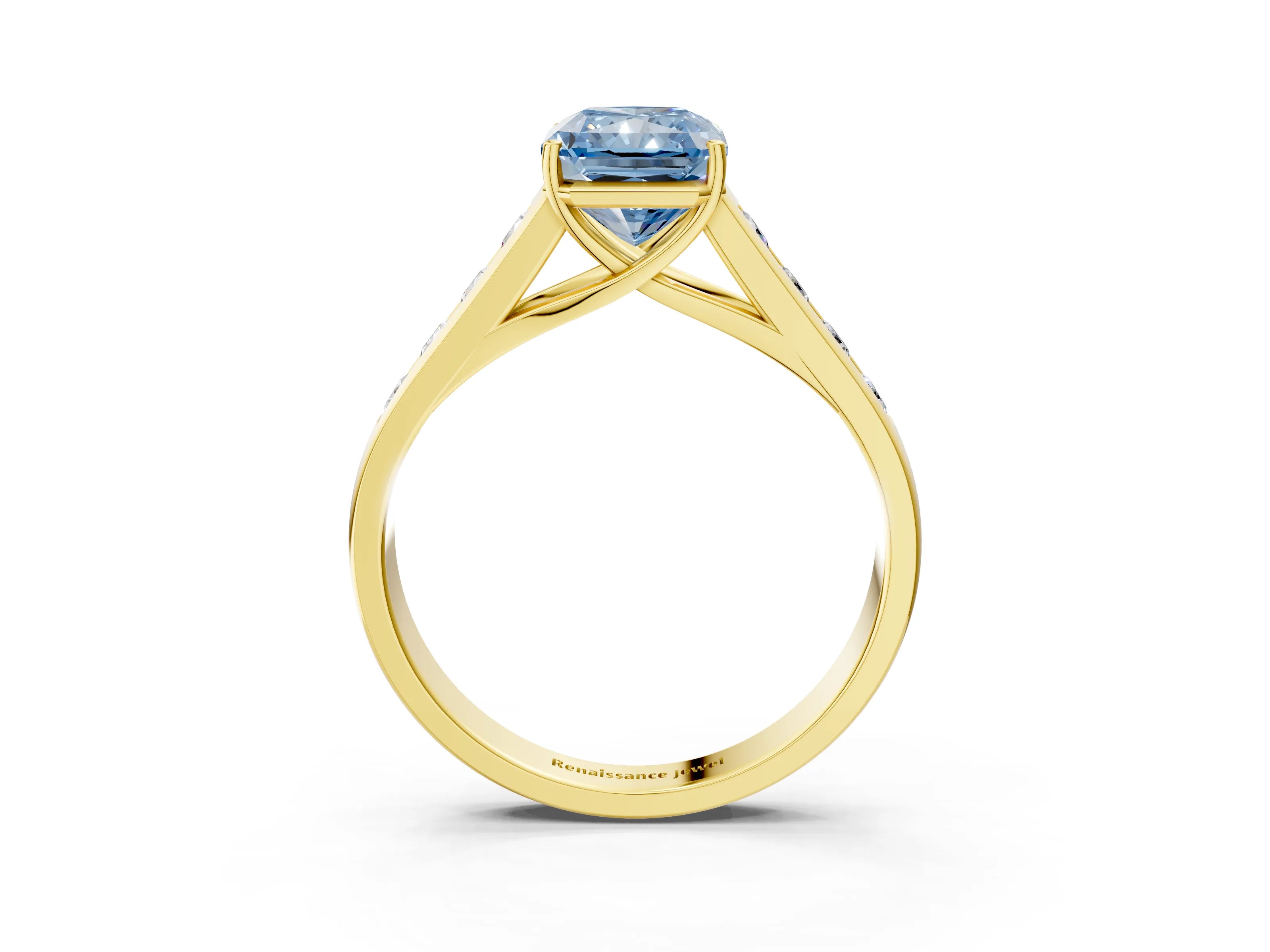 Yellow gold Fancy Blue Radiant  Solitaire Channel-Set Diamond Engagement Ring with Four-Prong Setting_35