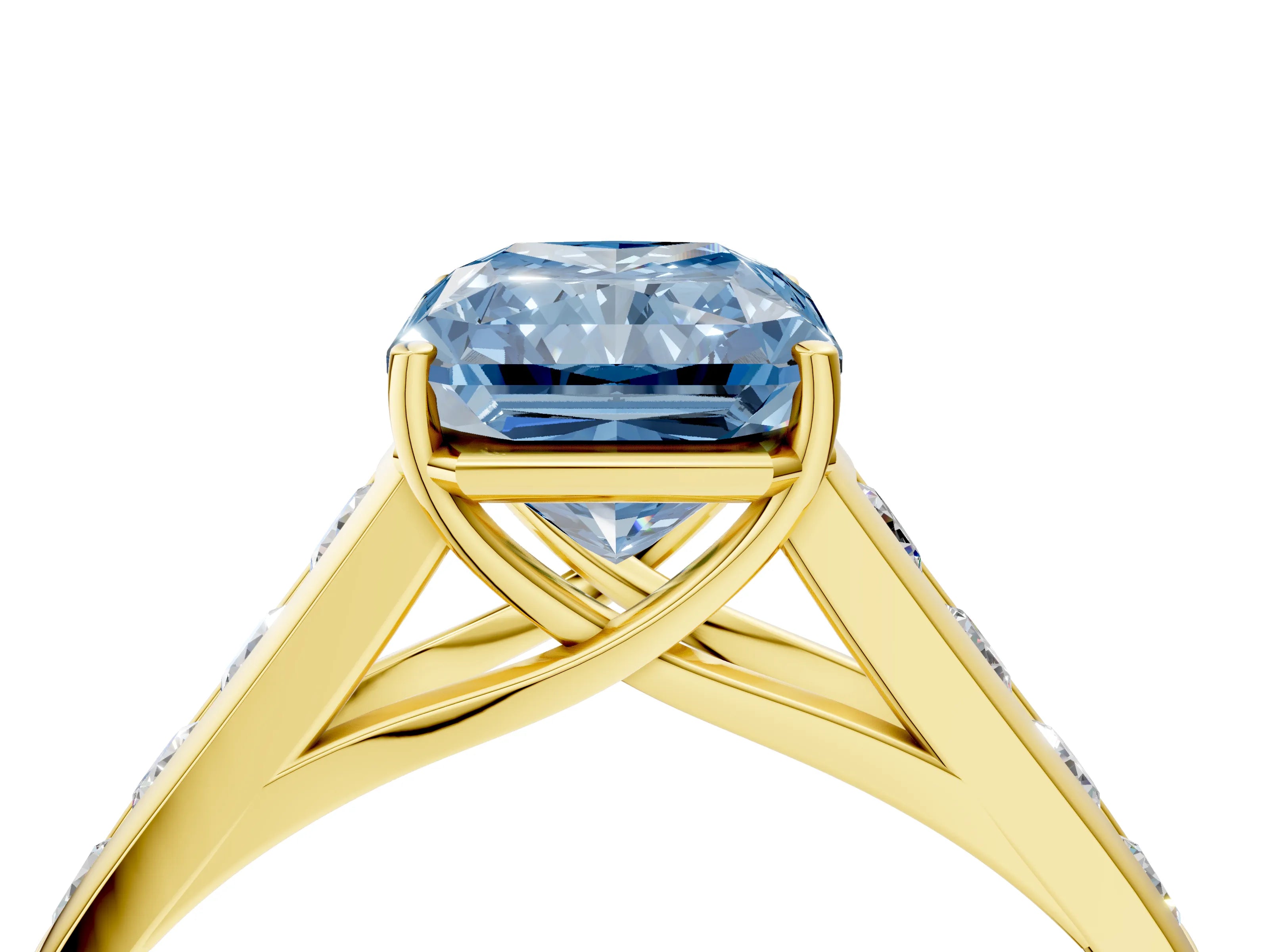 Yellow gold Fancy Blue Radiant  Solitaire Channel-Set Diamond Engagement Ring with Four-Prong Setting_36