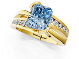 Yellow gold Fancy Blue Radiant  Solitaire Channel-Set Split Shank Ring with Tension Prong Setting_4
