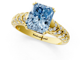 Yellow gold Fancy Blue Radiant  Solitaire Chevron Pave Diamond Engagement Ring with Six-Prong Setting_4