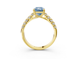Yellow gold Fancy Blue Radiant  Solitaire Chevron Pave Diamond Engagement Ring with Six-Prong Setting_6