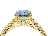 Yellow gold Fancy Blue Radiant  Solitaire Chevron Pave Diamond Engagement Ring with Six-Prong Setting_7