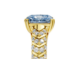 Yellow gold Fancy Blue Radiant  Solitaire Chevron Pave Diamond Engagement Ring with Six-Prong Setting_8