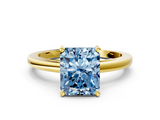 Yellow gold Fancy Blue Radiant  Solitaire Diamond Engagement Ring with Four-Prong Setting on a Classic Band_4