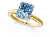 Yellow gold Fancy Blue Radiant  Solitaire Diamond Engagement Ring with Four-Prong Setting on a Classic Band_5