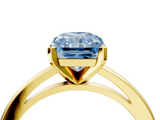 Yellow gold Fancy Blue Radiant  Solitaire Diamond Engagement Ring with Four-Prong Setting on a Classic Band_8