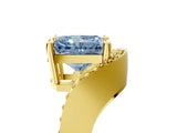Yellow gold Fancy Blue Radiant  Solitaire Diamond Engagement Ring with Pave Band and Four-Prong Setting 5