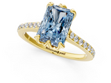 Yellow gold Fancy Blue Radiant  Solitaire Diamond Engagement Ring with Pave Band and Six-Prong Setting_21