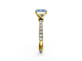 Yellow gold Fancy Blue Radiant  Solitaire Diamond Pavé Band with Four-Prong Setting_44