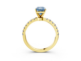 Yellow gold Fancy Blue Radiant  Solitaire Diamond Pavé Band with Four-Prong Setting_45