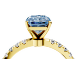 Yellow gold Fancy Blue Radiant  Solitaire Diamond Pavé Band with Four-Prong Setting_46