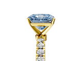 Yellow gold Fancy Blue Radiant  Solitaire Diamond Pavé Band with Four-Prong Setting_47