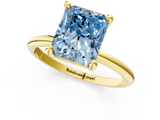 Yellow gold Fancy Blue Radiant  Solitaire Diamond Ring with 4-Prong Setting on a Classic Band_4