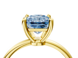 Yellow gold Fancy Blue Radiant  Solitaire Diamond Ring with 4-Prong Setting on a Classic Band_7
