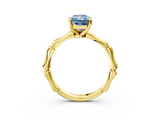 Yellow gold Fancy Blue Radiant  Solitaire Diamond Ring with Bamboo Band and Four-Prong Setting_41