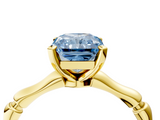 Yellow gold Fancy Blue Radiant  Solitaire Diamond Ring with Bamboo Band and Four-Prong Setting_42