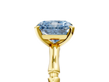 Yellow gold Fancy Blue Radiant  Solitaire Diamond Ring with Bamboo Band and Four-Prong Setting_43