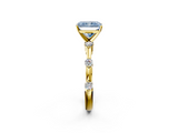 Yellow gold Fancy Blue Radiant  Solitaire Diamond Ring with Bezel Set Side Stones and Prong Setting_5