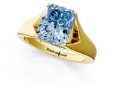 Yellow gold Fancy Blue Radiant  Solitaire Diamond Ring with Cathedral Band and Four-Prong Setting_66