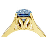 Yellow gold Fancy Blue Radiant  Solitaire Diamond Ring with Cathedral Band and Four-Prong Setting_69