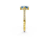 Yellow gold Fancy Blue Radiant  Solitaire Diamond Ring with Channel Set Band and Bezel Prong Setting_59