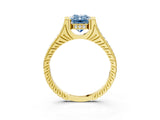 Yellow gold Fancy Blue Radiant  Solitaire Diamond Ring with Channel Set Band and Bezel Prong Setting_60