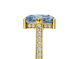 Yellow gold Fancy Blue Radiant  Solitaire Diamond Ring with Channel Set Band and Bezel Prong Setting_62