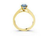 Yellow gold Fancy Blue Radiant  Solitaire Diamond Ring with Channel-Set Band and Four-Prong Setting_6