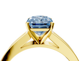 Yellow gold Fancy Blue Radiant  Solitaire Diamond Ring with Channel-Set Band and Four-Prong Setting_7