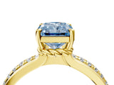Yellow gold Fancy Blue Radiant  Solitaire Diamond Ring with Channel Set Band and Six-Prong Setting_52