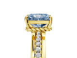 Yellow gold Fancy Blue Radiant  Solitaire Diamond Ring with Channel Set Band and Six-Prong Setting_53