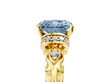 Yellow gold Fancy Blue Radiant  Solitaire Diamond Ring with Filigree Band and Four-Prong Setting_47