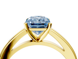 Yellow gold Fancy Blue Radiant  Solitaire Diamond Ring with Four-Prong Setting and Classic Band_7