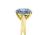 Yellow gold Fancy Blue Radiant  Solitaire Diamond Ring with Four-Prong Setting and Classic Band_8