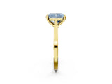 Yellow gold Fancy Blue Radiant  Solitaire Diamond Ring with Four-Prong Setting and Tapered Band 2