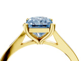 Yellow gold Fancy Blue Radiant  Solitaire Diamond Ring with Four-Prong Setting and Tapered Band 4