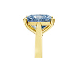 Yellow gold Fancy Blue Radiant  Solitaire Diamond Ring with Four-Prong Setting and Tapered Band 5