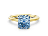Yellow gold Fancy Blue Radiant  Solitaire Diamond Ring with Four-Prong Setting on a Plain Band_20