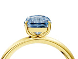 Yellow gold Fancy Blue Radiant  Solitaire Diamond Ring with Four-Prong Setting on a Plain Band_24