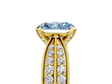 Yellow gold Fancy Blue Radiant  Solitaire Diamond Ring with Milgrain Pavé Band and Four-Prong Setting_52