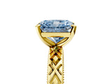 Yellow gold Fancy Blue Radiant  Solitaire Diamond Ring with Milgrain and Black Enamel X Pattern Band_187