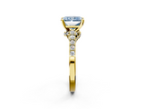 Yellow gold Fancy Blue Radiant  Solitaire Diamond Ring with Pavé Band and Four-Prong Setting_64