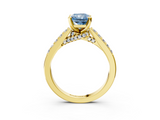 Yellow gold Fancy Blue Radiant  Solitaire Diamond Ring with Pavé Band and Four-Prong Setting_65
