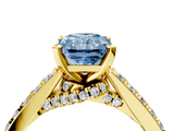 Yellow gold Fancy Blue Radiant  Solitaire Diamond Ring with Pavé Band and Four-Prong Setting_66