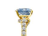 Yellow gold Fancy Blue Radiant  Solitaire Diamond Ring with Pavé Band and Four-Prong Setting_67