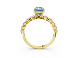 Yellow gold Fancy Blue Radiant  Solitaire Diamond Ring with Pave Band and Four-Prong Setting_182