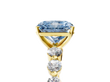 Yellow gold Fancy Blue Radiant  Solitaire Diamond Ring with Pave Band and Four-Prong Setting_184
